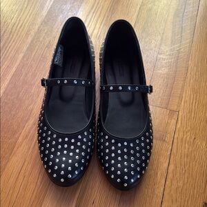 New Alohas Lucien Black Studded Mary Jane Flats 38